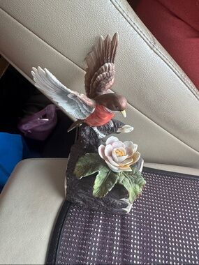 7” Vintage Bird and Flower Wind-Up Musical Home Figurine Accent